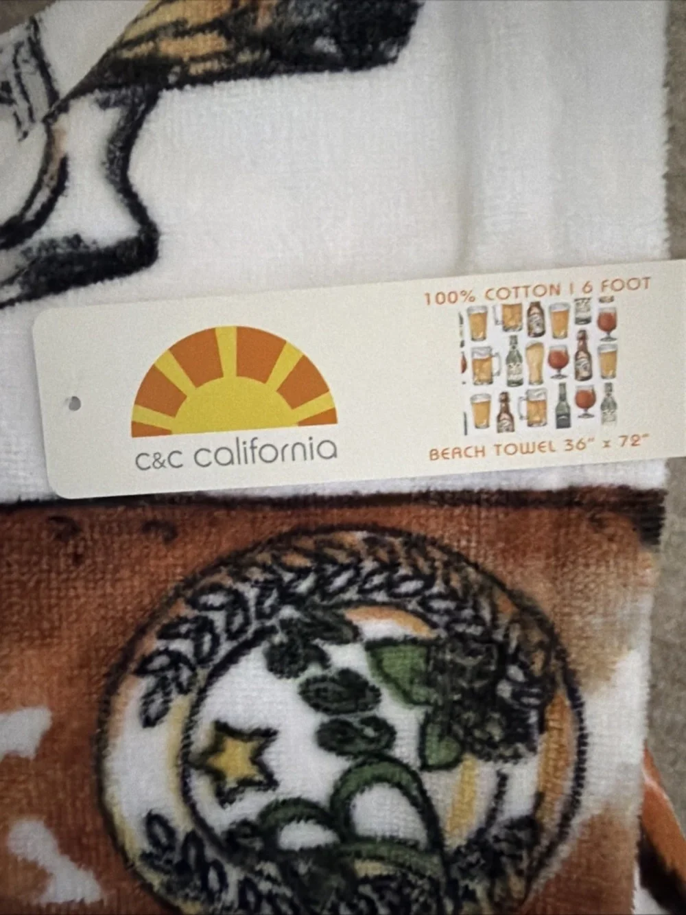 C&C California Beer Print Beach Towel